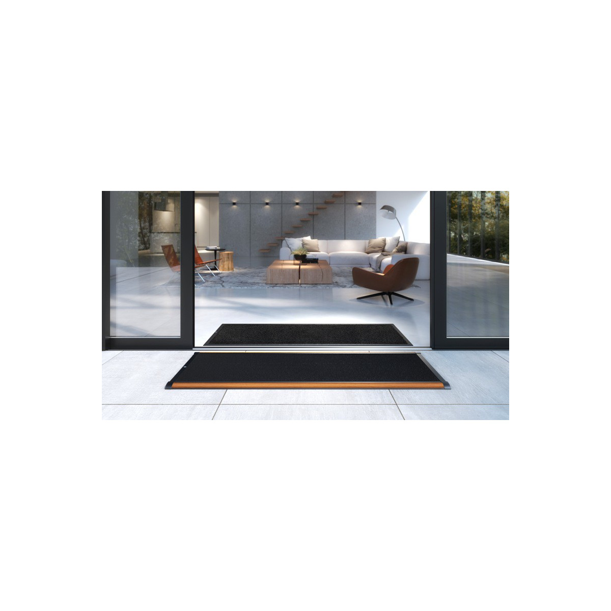 RiZZ Deurmat Outdoor met teak 90x60cm