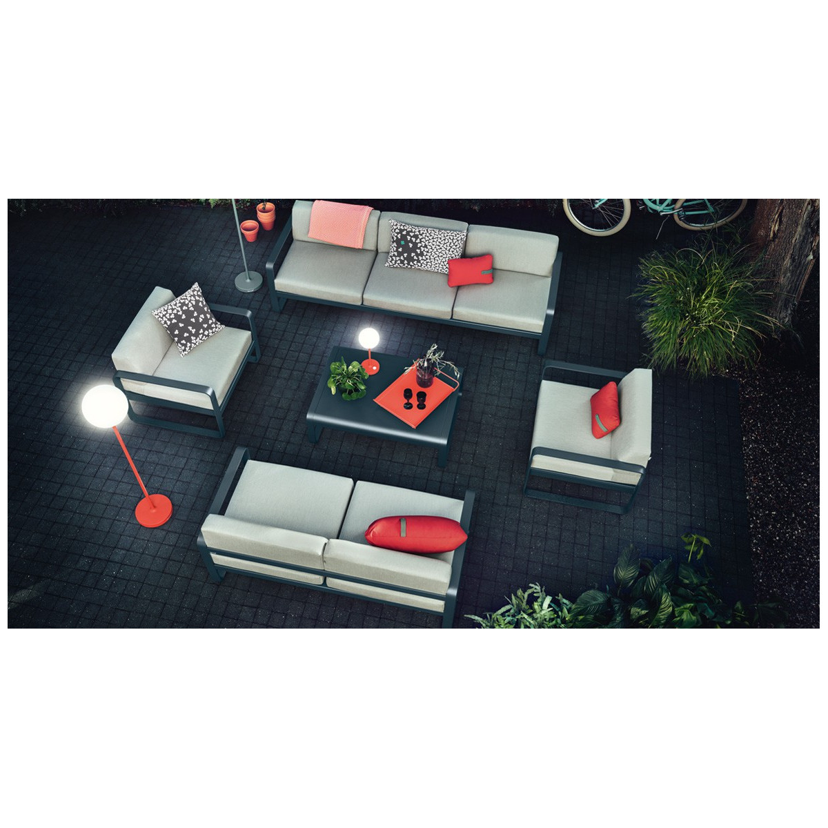 Fermob Bellevie lounge zetel - witte kussens